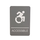 Headline Sign Dynamic In-Motion Accessible Symbol ADA Sign - 6" x 9" - Grey/White-Grey with White Symbols and Letters
