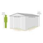 Outsunny Metal Heavy Duty Outdoor Storage Shed - 12' x 8' - Dark Grey-Four vents in the metal shed improve airflow and reduce moisture buildup
