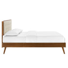 Modway Bridgette Wood Full Platform Bed with Splayed Legs - Walnut Beige-Assembly Required