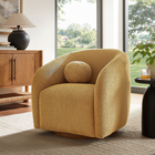 Modway Holland Swivel Chenille Fabric Armchair - Mustard-Plush Foam Padding and Spring Coil Support