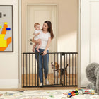 PawHut 30" - 51" Baby Gate with 2 Extension Kit and Auto-Close - Black-One-hand, two-way opening and auto-close design for easy everyday use 