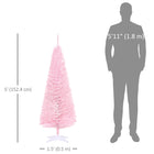 HOMCOM 5' Pencil Artificial Christmas Tree with Realistic Branches - Pink-Safe and stable with a solid and reliable plastic base for support