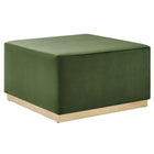 Modway Tilden Large 28" Square Performance Velvet Upholstered Ottoman - Moss Green/Natural-Performance Velvet Upholstery