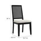 Modway Arlo Faux Rattan and Wood Dining Side Chairs - Black/Heathered Weave Ivory - 2 Pack-Heathered Weave Fabric Upholstery