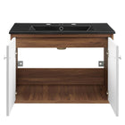 Modway Transmit 30" Wall-Mount Bathroom Vanity - Walnut/Black-8