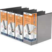 QuickFit Pro Heavy Duty Binder - Single Touch Pin-Lock - 5" - Black - 4 Pack-3 Ring Binder