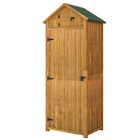 Outsunny Garden Storage Shed - 30" x 21" x 71" - Brown-Constructed of durable wood covered with a double layer of water-resistant paint
