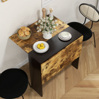 HOMCOM Drop Leaf Folding Dining Table for 2-4 - Rustic Brown and Black-Stores away with just 10.6 inches wide footprint