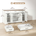 HOMCOM 55" Farmhouse Sideboard Buffet Cabinet for TVs up to 60 Inch with Barn Doors - White-Serves as a coffee bar or a TV stand for screens up to 60 inches