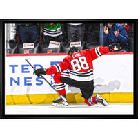Patrick Kane Chicago Blackhawks Goal Celebration - Framed Canvas - 31" x 22"-Premium canvas print with gallery-wrapped edges