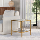 Hudson&Canal Hera 20"W Square Side Table with Mirror Shelf - Brass-Features easy assembly