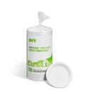 Perk Compostable Paper Plates - 6" - White - 250 Pack-Comes in white and crafted from bagasse, a sugarcane-based sustainable alternative to traditional paper plates