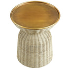 Modway Lazaro Round Rattan Side Table - Burnished Brass Natural-Metal Frame