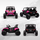 Qaba 12V Kids Ride On Car w/ Remote Control, Spring Suspension - Pink-Includes music, horn, and light strips for enjoyable drives 