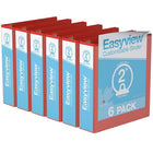 Davis Group Easyview Premium Binder - Round Ring - Customizable - 2" - Red - 6 Pack-3 Ring Binder