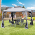 Outsunny 10 ft W x 10 ft L Patio Gazebo Outdoor Pavilion 2 Tire Roof Canopy - Grey-8 built-in grommets help ensure proper water drainage