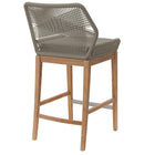 Modway Wellspring Outdoor Patio Teak Wood Bar Stool - Light Gray Greige-Non-Marking Foot Pins