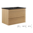 Modway Render 30" Wall-Mount Bathroom Vanity - Oak/Black-Wall-Mount Design