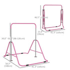 Qaba Kids Folding Expandable Horizontal Kip Gymnastics Bar - Pink-Foldable for easily carrying out of the way and storing in small places 