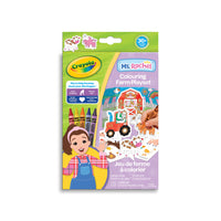 Crayola Ms. Rachel Colouring Farm Playset-Includes 3 Ms. Rachel Standee Pages, 1 Colourable Tri-Fold Farm Scene, 2 Ms. Rachel Sticker Sheets, and 6 Crayola Crayons