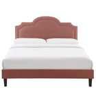 Modway Aviana Performance Velvet King Bed - Dusty Rose-Tapered Black Wood Legs