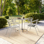 Flash Furniture 31.5'' Square Aluminum Indoor/Outdoor Table with 4 Slat-Back Chairs (TLH32SQ017BCHR4)-31.50"W x 31.50"D x 27.25"H/Square