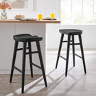 Modway Saville Backless Wood Counter Stools - Black - Set of 2-Backless Design