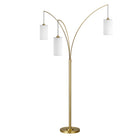 Hudson&Canal Aspen 3-Light Torchiere Floor Lamp with Fabric Shade - Brass/White-Modern and contemporary design for your living room, office space, bedroom, or reading nook