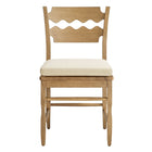 Modway Jax Oak Wood Dining Chair With Wavy Razor Back and Cushion - Weathered Oak Linen-Fully Assembled