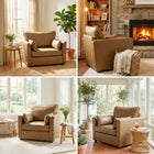 HOMCOM PU Leather Accent Chair with Wide Seat - Spring Cushion - Wood Legs - 2 Pillows for Living Room - Brown-Overall Dimension: 43.3" W x 30.3" D x 31.5" H (110 x 77 x 80 cm) 
