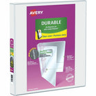 Avery Durable View Binder, 1" Sized Slant D Rings, White, (34002)-Durable View Binder with 220-Sheet capacity