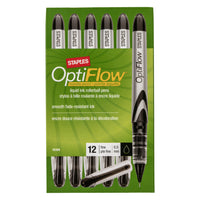 Staples OptiFlow Needle-Tip Rollerball Pens - 0.5 mm - Black - 12 Pack-Easy-flowing ink offers extra-smooth writing