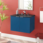 Modway Maybelle 24" Wall-Mount Bathroom Vanity - Navy/Black-Ceramic Sink Basin