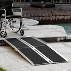 HOMCOM 6' Wheelchair Ramp with Non-Skid Layering - Silver-Great for transitioning curbs, stairs, porches 