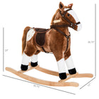 Qaba Kids Plush Pony Rocking Horse with Realistic Sounds - Brown-Soft seat allows for hours of fun 