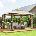 Outsunny 10 ft W x 12 ft L Outdoor Gazebo, Double Roof with Netting and Curtains-Curtains provide privacy and reduce sun glare from all sides