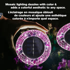 Bell+Howell Solar Outdoor Mosaic Decorative LED Pathway Disk Lights - Radiant Pink - 4 Pack-Solar powered - large solar panel charges all day and powers the leds for 10+ hours of light at night