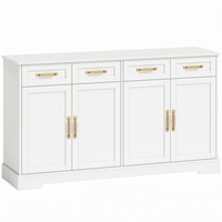 HOMCOM 55" Modern Farmhouse Sideboard Buffet Cabinet with Multi Storage Doors & Drawers - White-This buffet cabinet features a generous 55.1" W x 15" D top for kitchen organization