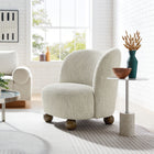 Modway Monroe Boucle Fabric Accent Chair - Pearl Walnut-Dense Foam Padding