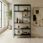 Hudson&Canal Winslow 72"H Bookcase - Blackened Bronze-Clean with a soft, dry cloth and no harsh chemicals or abrasive cleaning materials