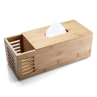 Officemate Multifunctional Rectangle Bamboo Tissue Box - Natural Wood Grain-Measured to fit standard tissue boxes