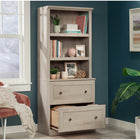 Sauder Bookcase with Drawers - Chalked Chestnut-Dimensions: 29" W x 16-1/8" D x 69-3/4" H