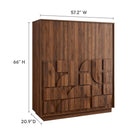 Modway Bulwark 3-Door Wardrobe Closet - Walnut-Full-Glide Drawers