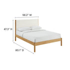 Modway Olea Channel Tufted Boucle Solid Wood Full Platform Bed - Feather Oak-Weight Capacity: 500 lbs