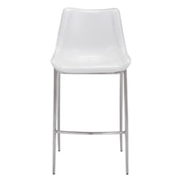 Zuo Magnus Barstool - White/Silver - Set of 2-Plush and durable faux leather fabric