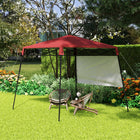 Outsunny 7 ft W x 7 ft L Garden Foldable Pop Up Gazebo Tent - Red & Black-With foldable steel frame for stability and convenience