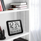 Marathon Atomic Wall Clock with Indoor/Outdoor Temperature - Black (CL030027FD-BK)-12 or 24 Hour display formats with indoor temperature display in celsius or fahrenheit