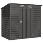 Outsunny 6' x 4' Outdoor Storage Shed with Lockable Door & 2 Vents - Grey-Seven support columns with crossbeams and foundation kit for enhanced stability
