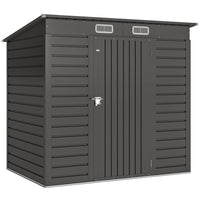 Outsunny 6' x 4' Outdoor Storage Shed with Lockable Door & 2 Vents - Grey-Seven support columns with crossbeams and foundation kit for enhanced stability
