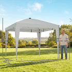 Outsunny 10 ft W x 10 ft L Pop Up Canopy Tent with Central Light - UPF 50+ - Light Grey-UPF 50+ 210D Oxford fabric with silver coating for excellent sun protection